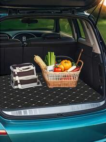 1pc Decorative Printed Car Trunk Mat (2D Flat) - An Essential Companion For Travel. Compatible With Various Car Models, An Indispensable Decorative Accessory For Your Vehicle Interior. Featuring Minimalist Line Pattern Design, It Can Create A Cozy Atmosphere In Your Car While Keeping The Trunk Clean And Dry. - A - View 2