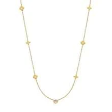 Dây chuyền mặt dây hình cỏ bốn lá đính một viên kim cương, mạ vàng 18K, kiểu dáng tối giản sang trọng phổ biến của Hàn Quốc và Nhật Bản. - Vàng - Xem 5