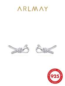 1 Pair 925 Sterling Silver Creative Knot Design Earrings, Elegant Twisted Earrings Jewelry Gift For Women - Silver - View 1