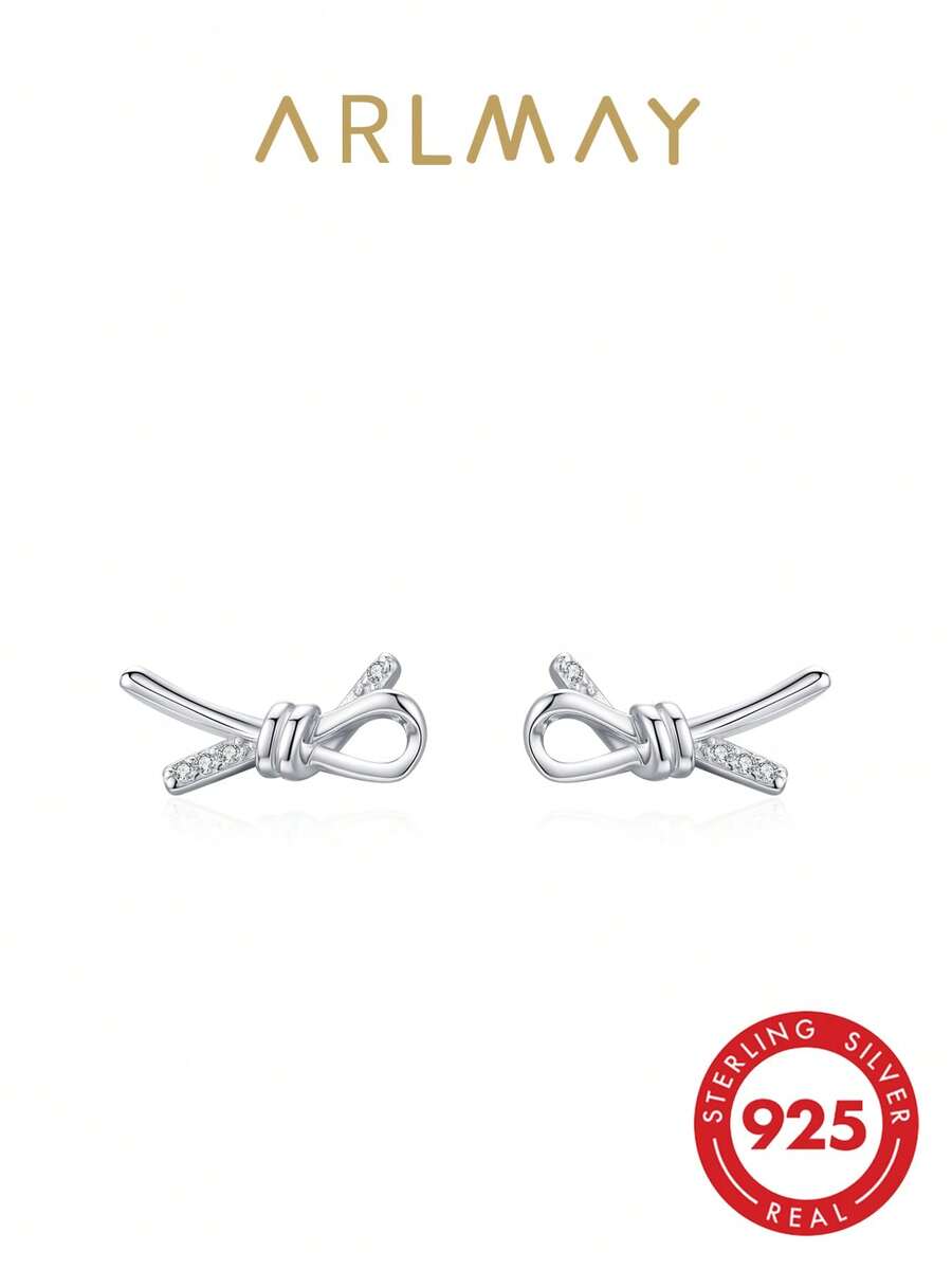 1 Pair 925 Sterling Silver Creative Knot Design Earrings, Elegant Twisted Earrings Jewelry Gift For Women - Silver - View 1