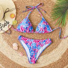 New 2026 Bikini With Print, Straps And Triangle Cup, Sexy Swimsuit For Women's Beach Vacation - FF931-RO - 查看 5