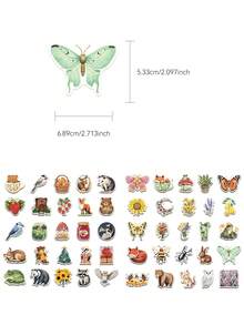 50pcs Mysterious Forest Illustration Stickers For DIY Decoration, Phone Case, Scrapbook, Diary, Planner, Suitcase, Skateboard, Manual, Greeting Card, Envelope School Supplies - Mysterious Forest Illustration - View 6