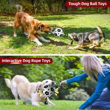 Durable Outdoor Dog Football Toy, Plush Dog Ball, Pet Leash Birthday Toy Suitable For Small To Large Dogs (Black) - Black and White - View 6