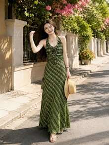 Women Long Dresses - Green - View 1