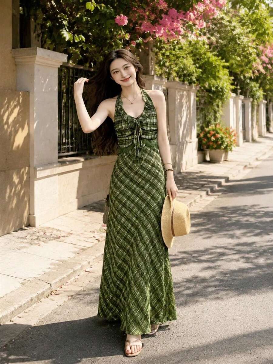 Women Long Dresses - Green - View 1