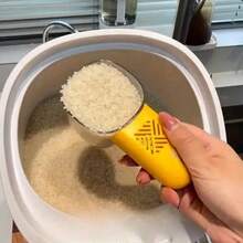 1 Random Color Multifunctional Rice Scoop With Measuring Cup And Spoon - Kitchen Tool, Ergonomic Handle, Insect-Proof Design, Precise Measurement Of Rice, Flour, Pasta, Soup, Grains - Plastic Spoon, Pet Measuring Spoon / With Edge And Spatula Attachments (Compatible With Smart Scales) - Suitable For Home And Commercial Kitchens - Multicolor - View 2
