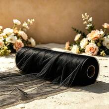 One Roll Of Black Tulle Wedding Arch Fabric, 28.31ft, 72.44ft, 148.56ft, And 296.98ft, Perfect For Wedding Decorations, Proposals, New Year's Parties, Birthday Parties, Event Backdrops, Stair Railing Decorations, DIY Crafts, Wreath Making, Bow Decorations, Bouquet Wrapping, Table Setting Decorations, Veils, Witch's Capes, Spooky Decorations - View 11