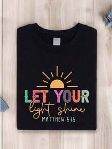 Let Your Light Shine T-Shirt, Christian T-Shirt, Jesus T-Shirt, Church T-Shirts, Religious T-Shirts, Inspirational T-Shirts, Bible Verse Faith EW-1545 - 黑色 - 查看 6