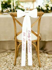 1/2/10pcs Ruban de siège de mariage personnalisé avec nom, décoration de chaise réservée personnalisée pour la réception, étiquettes de cartes de place souvenir pour la fête prénuptiale, cadeau de mariage rustique - Multicolore - Voir 6