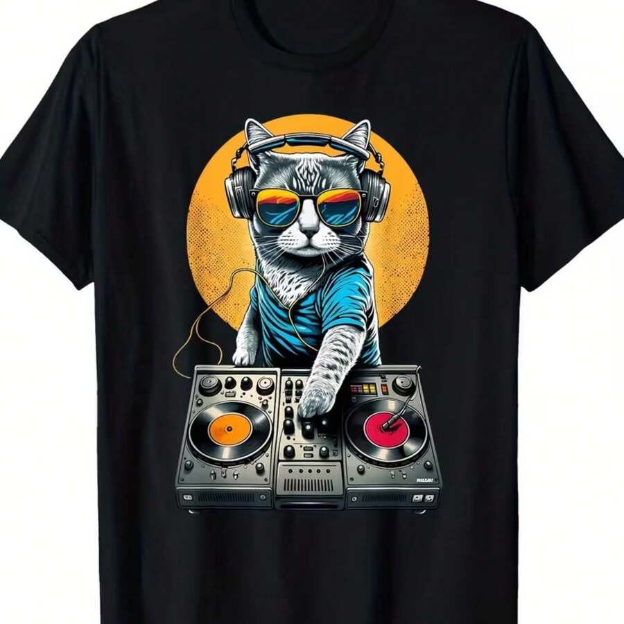 Printed T-Shirt For Men And Women - 黑色 - 查看 1