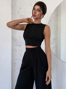 Conjunto de dos piezas para mujer para uso diario - Negro - Ver 5