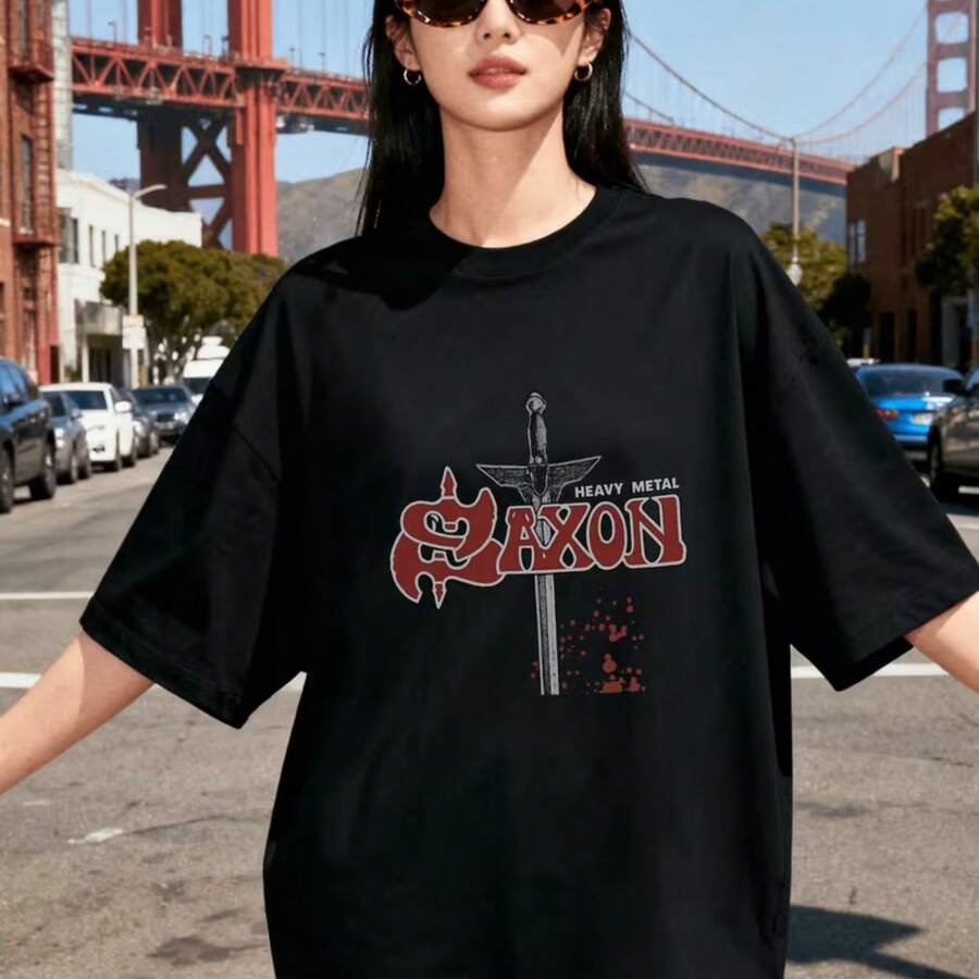 Printed T-Shirt For Men And Women - 黑色 - 查看 1