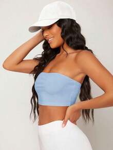 BASICS Top corto tubo sólido - Azul - Ver 5