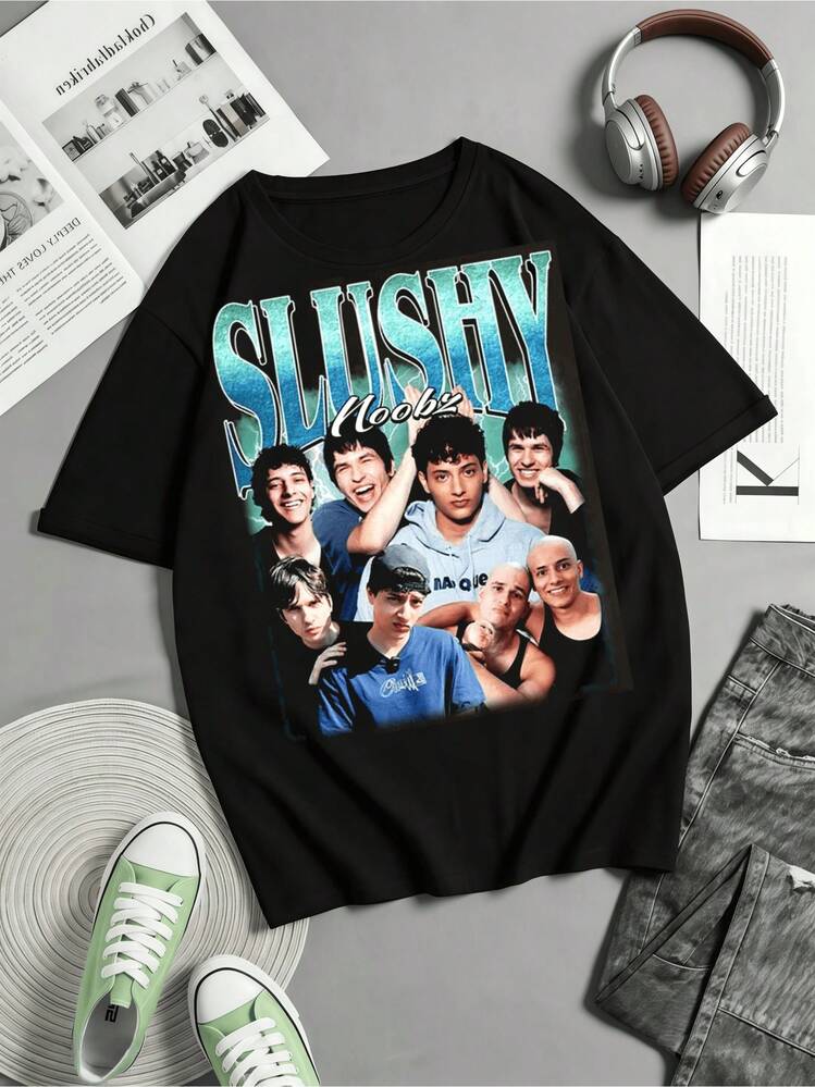 Unisex Retro Vintage Slushy Noobz T-Shirt, Slushy Noobz Merchandise, Gift For Hamzah Fans, 90s T-Shirt, Pinterest-Style T-Shirt, Merchandise - Black - View 6