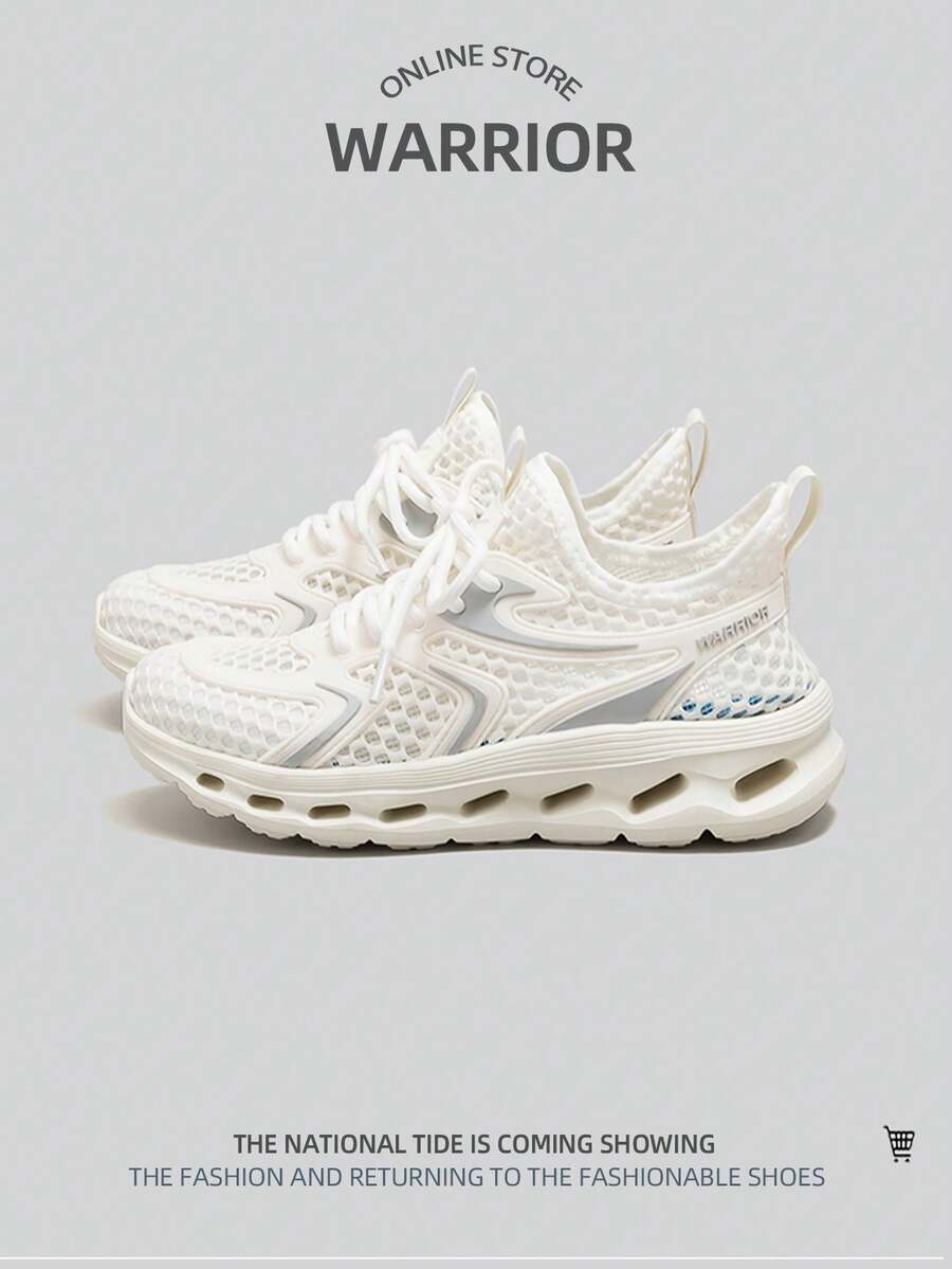 WARRIOR 1双女士运动低帮网面跑步鞋 - 白灰 - 查看 1