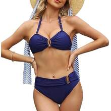 2026 Push-Up Two-Piece Bikini For Women, Sexy Solid Color Swimsuit, High-End Swimwear - Dark Blue - View 5