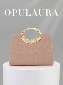 OpulAura 女士时尚闪亮水晶水钻晚宴手拿包，璀璨奢华镶钻正式礼服手提包，适合晚宴、派对、生日、婚礼等场合作为礼物 - 玫瑰金 - 查看 7