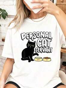 Camisetas Divertidas Estampadas para Mujer, 100% Algodón Puro, para Amantes de Gatos, Dueños de Mascotas, Peluqueros de Gatos, Servidores Personales de Gatos, Comedores de Comida para Gatos, con Estampado Divertido de Gatitos de Peluche. 4YHV Adecuado como regalo. playera de mujer. blusas>elegantes. boho chic,Top de mujer suave, transpirable y cómodo, ideal para primavera, verano y otoño, perfecto para vacaciones, viajes y uso diario. - Blanco - Ver 7