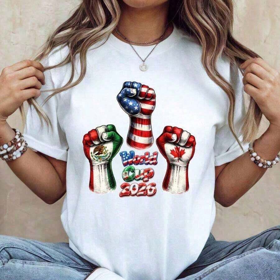 2026 World Cup Soccer Jersey Design PNG _ Soccer Jersey Graphic _ Jersey For USA, Canada, And Mexico Fans, Unisex Jersey, Y2K Jersey, Streetwear Jersey - 白色 2 - 查看 1