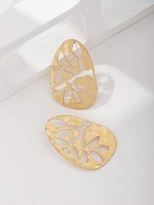 1 Pair Fashionable Exaggerated Hollow Geometric Earrings - Yellow Gold - View 4