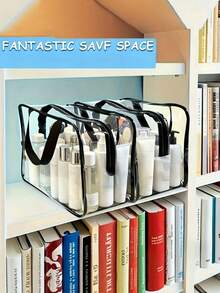 1pc Fashion Transparent Storage Bag, PVC Organizer Bag, Large Plastic Tote Bag With Sturdy Zipper And Handle Closure, Suitable For Travel, Clothes, Toiletries - Durable Multipurpose Rectangular Bag (And Uses) Perfect For Travel, Vacation, Daily Use, Outdoor Essential In Autumn/Summer, Ideal Gift Choice - View 4
