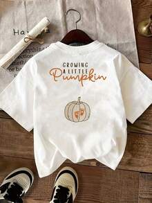Printed T-Shirt With A "Pregnancy In October" Design On The Front And Back. Features A Round Neck, Short Sleeves, A Comfortable Fit, And A Classic Design. This Fashionable, Double-Sided Printed Top Is Perfect For Women. It's Suitable For Elegant Parties, Stylish Ladies, And As A Blouse For Curvy Women. It Can Also Be Worn Under Prom Skirts Or As Casual Wear. - 白色 - 查看 2