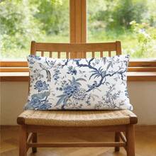 1 件复古鸟栖枝头装饰枕套，单面印花，柔软桃皮绒面料，30*50 厘米，适用于现代布艺沙发、室内装饰、派对装饰、礼品 - 彩色 - 查看 5