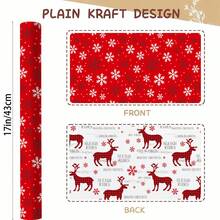 5m Roll Christmas Snowflake Pattern Double-Sided Wrapping Paper, 43cm X 500cm, Thickened Gift Wrapping Paper For DIY, Suitable For Christmas Gifts And Holiday Gifts - Snowflake Deer - 5m - View 2