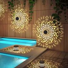 Solar Powered Small Ceramic Pot Mandala Flower Wall Light Outdoor Garden Lamp Waterproof Warm White LED Suitable For Yard Lawn Park - Mandala Wall Lamp - View 3
