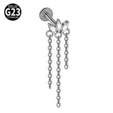 1 pieza Pendiente de cadena colgante con zirconia marquesa de titanio G23 para perforación interna de hélix, cartílago, trago, labio - Como se muestra en la imagen - Ver 13