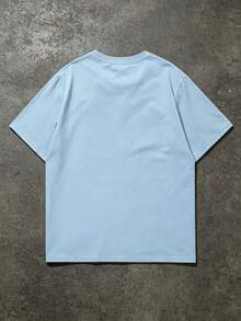 Men's Light Blue Raspberry Cheesecake Print T-Shirt, Casual Crew Neck Short Sleeve Street Style T-Shirt - Baby Blue - View 7