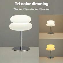 1PC Creative Double-Layer Bread LED Table Lamp, Candle Dinner Decor Night Light, USB Light, Button 3-Color Dimmable, 3D Hamburger Shape, Minimalist Design - Hamburger-shaped Table Lamp - View 3