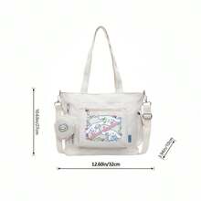 Miniso Bộ 2 túi tote đa năng cỡ lớn màu trắng in hình Cinnamoroll trong tiệc trái cây của Sanrio, kèm ví đựng tiền xu có thể tháo rời, có thể mang theo nhiều cách, lý tưởng cho công việc, du lịch, mua sắm và sử dụng hàng ngày. - trắng - Xem 5