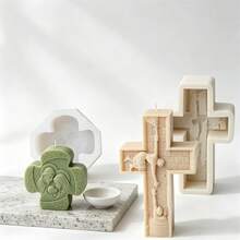 3D宗教十字架耶稣家庭蜡烛硅胶模具 - 耶稣受难及耶稣诞生场景雕塑模具,适用于大豆蜡、香薰蜡烛、石膏、树脂浇铸、DIY家居装饰、基督教礼品制作 - 十字架耶穌 - 查看 6