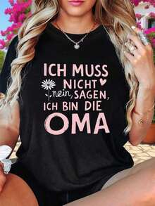 - Plus Size Dam T-shirt Jag Behöver Inte Säg Nej, Jag Är Mormor, Avslappnad Kortärmad Topp Med Rund Hals För Vår Och Sommar, Damkläder, Festivaler. - Svart - Visa 2