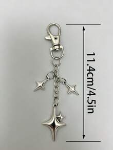 1pc Creative Four-Pointed Star Pants Chain, Keychain Pendant, Alloy Star Moon Decor For Phone/Bag, Suitable For Daily Wear - Silver - View 2