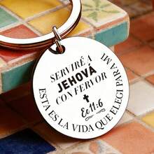 1pc Stainless Steel Inspirational Keychain, Engraved Spanish Scripture, Durable & Elegant, Religious Accessory - Silver - View 11