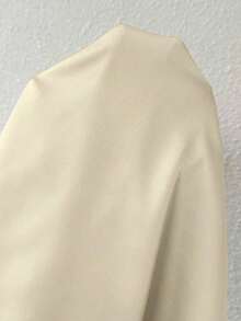 Blusa de crepé champán con cuello fruncido, sin mangas, elegante y sencilla para la oficina, para uso diario y de oficina - Beis - Ver 6