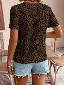 Camiseta de manga corta holgada con cuello redondo, estilo asimétrico a rayas, minimalista y casual, para mujer.Versátil y adecuada para primavera/verano y temporada deportiva - Multicolor 5 - Ver 7