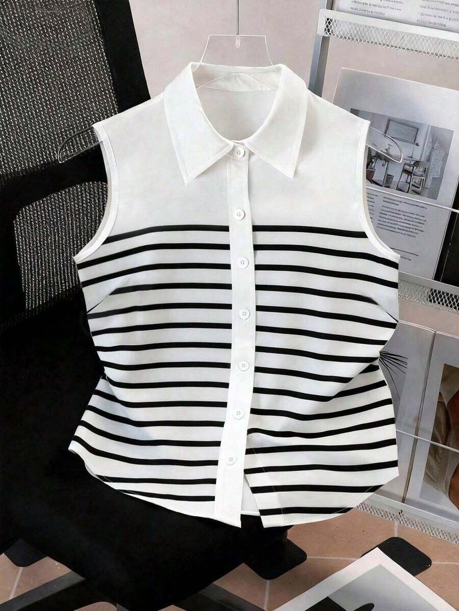 Blusa sin mangas para mujer, de verano, con diseño versátil y elegante, estampado digital de cerezas, imprescindible, alta tasa de devolución, vuelta al colegio, camisa sin mangas para damas - Blanco 5 - Ver 1
