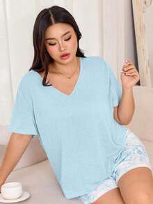 Miss Vinta Women's Plus Size 2-Piece Pajama Set With Short-Sleeve V-Neck Top And Floral Print Shorts. Comfortable Summer Pajama Set For Women With Shorts And Top, Summer Loungewear - 賽萊斯特 - 查看 5