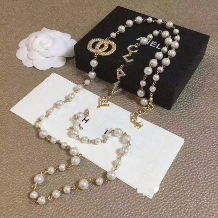 Fashion Light Luxury Jewelry Pearl Necklace For Women, Long Versatile Elegant Personalized Necklace - Guld - Visa 1