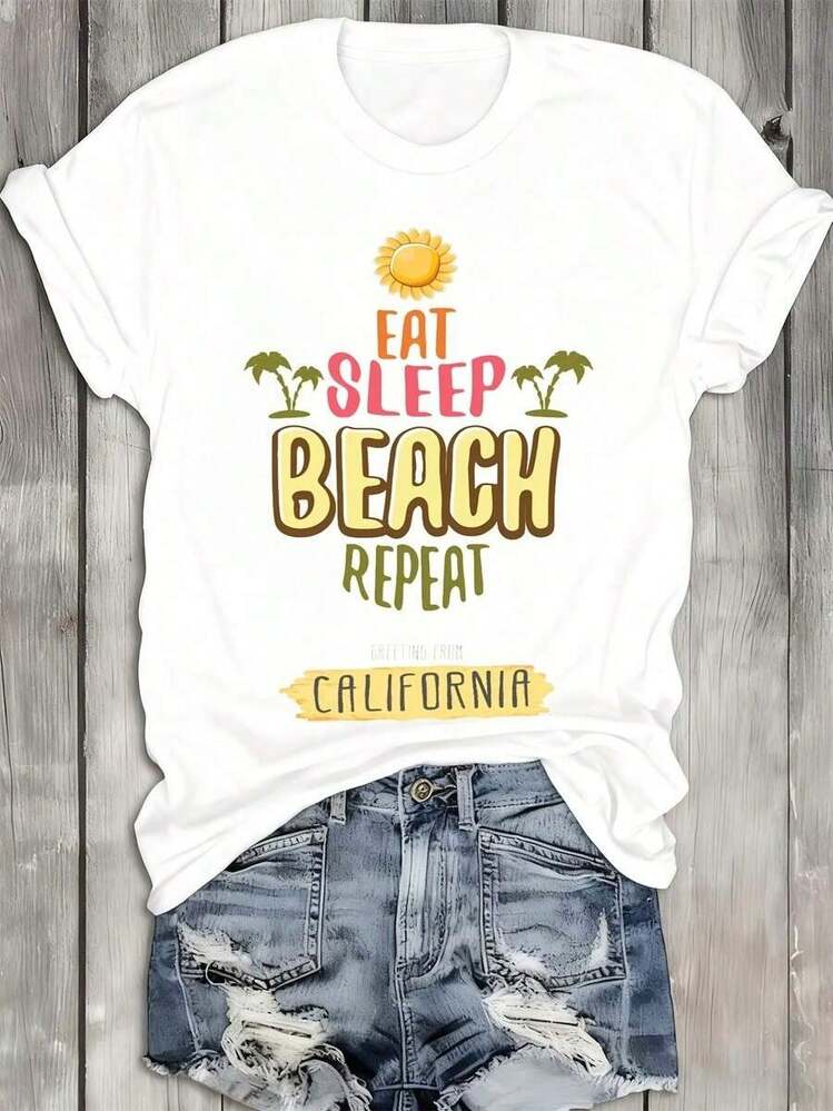Camiseta de manga corta para mujer, elegante y casual, 100% algodón.|   Tela suave de elasticidad media, corte regular, cuello redondo, adecuado para el Día de San Valentín, el Día de San Patricio, Año Nuevo, regalo perfecto para familiares y amantes. - Blanco - Añade 1