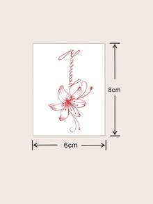 1pc Waterproof & Smudge-Proof Tattoo Sticker, PVC Faux Lily Flower Temporary Tattoo Suitable For Daily Use By Men & Women - Red - View 5