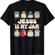 ¡El estilo casual es el más popular! Camiseta Jesus Is My Jam Fe Cristiana Religiosa Cist P-3XL-Moda - Negro 2 - Ver 7