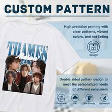 1 Piece Of Vintage Mason Thames Bootleg Cotton T-Shirt - High-Quality, Heavyweight, Minimalist Basic Casual T-Shirt With Dropped Shoulders, Streetwear Style, Versatile And Plain For Men And Women, Ideal For DIY Projects And Everyday Wear. 180g 100% Cotton. - 白色 - 查看 5