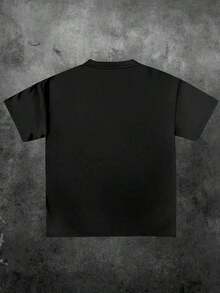 Mommy's Little Meatball, Casual Print, Comfortable And Versatile, 220g Pure Cotton Printed T-Shirt With Letter Pattern - 黑色 - 查看 2