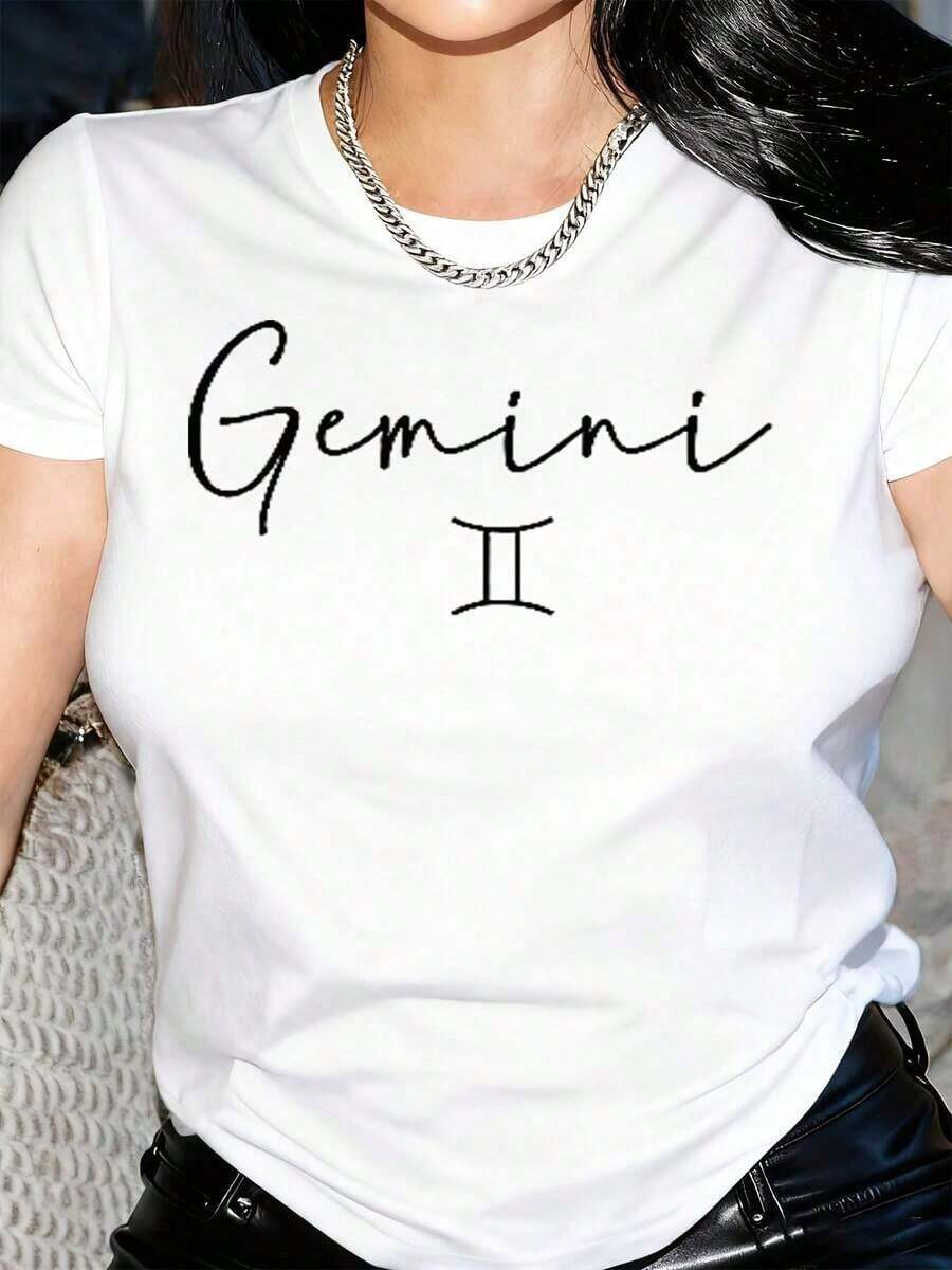 Camiseta Casual para Mujer, Diseño con Patrón Geométrico Abstracto, Cuello Redondo, Manga Corta, Adecuada para Uso Diario al Aire Libre, Perfecta para Todas las Temporadas, 100% Algodón, Resistente - Blanco - Ver 1