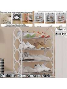 1pc Multi-Layer Storage Shoe Rack, Organizer Shoe Rack, Multi-Functional Shoe Rack, Shoe Rack Organizer, Shoe Storage Rack, Shoe Storage Unit, Thickened Shoe Rack, 4-Layer Shoe Rack, Closet Shoe Rack, Floor Shoe Rack Cabinet, Black , White , Pink, Space-Saving Stackable, Shoe Cabinet Storage, Shoe Storage, Home Decor Living Room, Home Decor, Shoe Rack Organizer - Multicolor - View 5