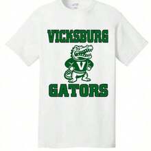 1 PcsVicksburg Gators Mascot 2 Color Large Print Design180g Cotton 100% - Black - View 8